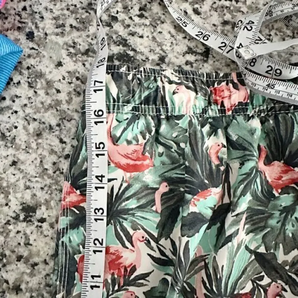 Goodfellow & Co Tropical Flamingo Print Above Knee Swim Trunks‎ Green Size Large